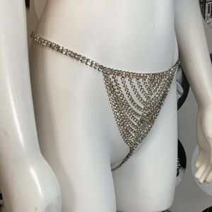 Vintage Rhinestone Crystal Panties w/ Hook Attachments Sz S- So Sparkly!